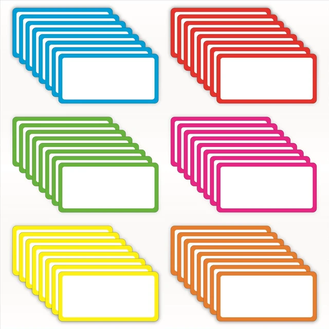 Main image of Magnetic Dry Erase Labels, 2" x 4", 48 Pack Blank with Color Borders, Reusable Magnetic Name Tags, For Home, Office, Classroom