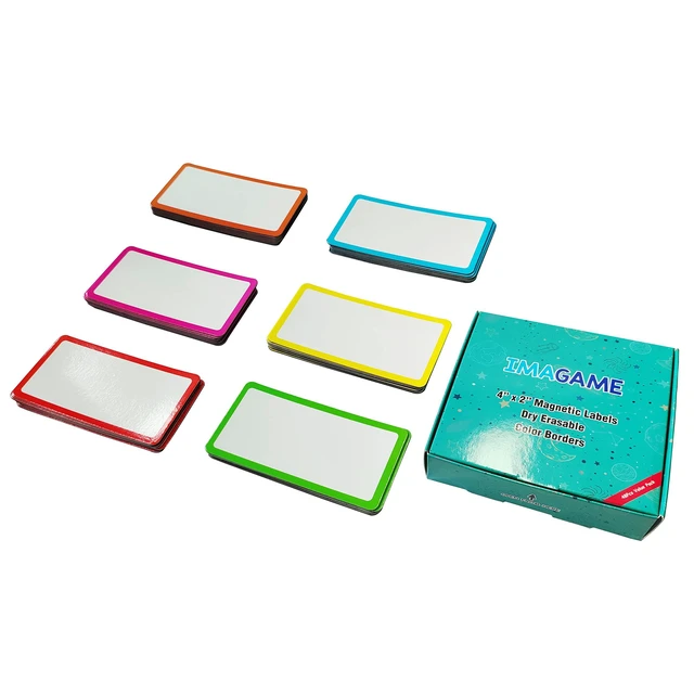 Alt view image 3 of 6 - Magnetic Dry Erase Labels, 2" x 4", 48 Pack Blank with Color Borders, Reusable Magnetic Name Tags, For Home, Office, Classroom