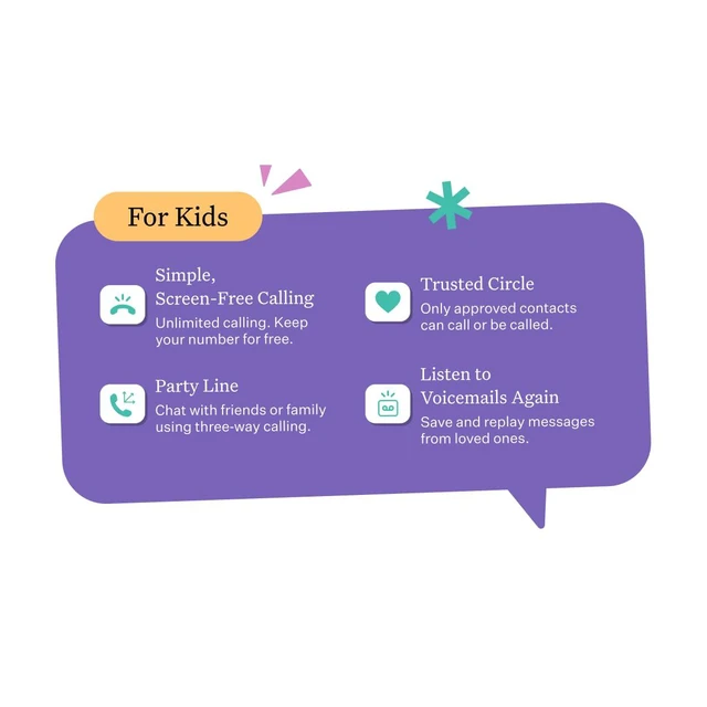 Alt view image 3 of 7 - MyPhone by Landline Phone Service for Kids, Pink Phone Screen-free calling, Trusted Circle, Quiet Hours, Address-based 911