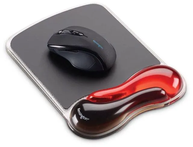 Main image of Duo Gel Mouse Pad with Wrist Rest - Red (K62402AM) Ergonomic gel cushioning, non-skid backing, supports wrist during extended mouse use