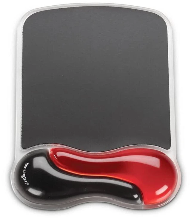 Alt view image 5 of 7 - Duo Gel Mouse Pad with Wrist Rest - Red (K62402AM) Ergonomic gel cushioning, non-skid backing, supports wrist during extended mouse use