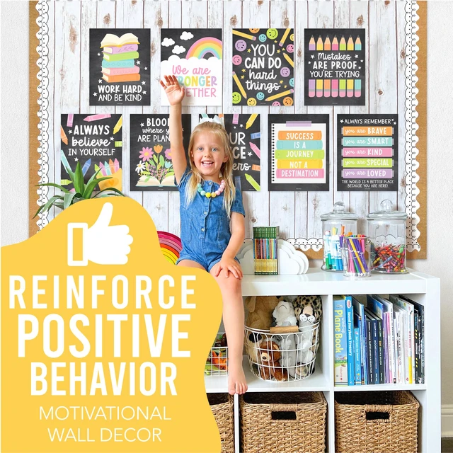 Alt view image 2 of 7 - Motivational Poster for Classroom Decor Teacher Must Haves School Posters Chalkboard Growth Mindset Posters, Inspirational Wall Decor Middle School, Elementary Bulletin Board Decorations