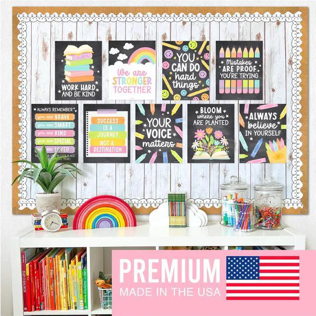 Alt view image 3 of 7 - Motivational Poster for Classroom Decor Teacher Must Haves School Posters Chalkboard Growth Mindset Posters, Inspirational Wall Decor Middle School, Elementary Bulletin Board Decorations