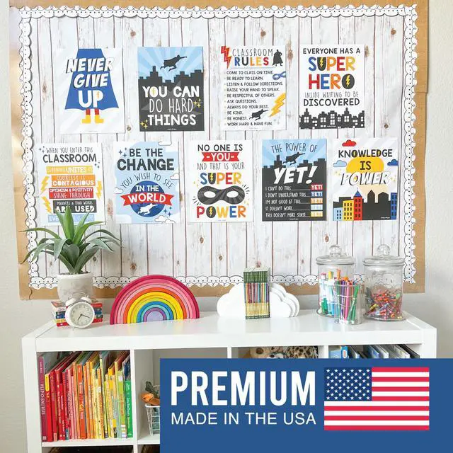 Alt view image 3 of 7 - Motivational Poster for Classroom Decor Teacher Must Haves, Classroom Rules Superhero Growth Mindset Posters, Inspirational Wall Decor Middle School, Elementary Bulletin Board Decorations