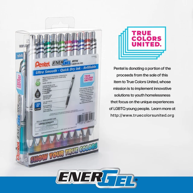 Alt view image 7 of 7 - EnerGel RTX True Colors United 0.7mm Medium Line, 20 Assorted ink Colors, Pack of 20 pens BL77PC20MTCU