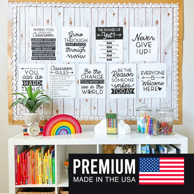 Alt view image 3 of 7 - Motivational Poster for Classroom Decor Teacher Must Haves, Classroom Rules Black & White Growth Mindset Posters, Inspirational Wall Decor Middle School, Elementary Bulletin Board Decorations