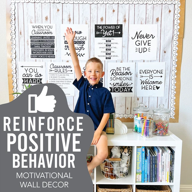 Alt view image 2 of 7 - Motivational Poster for Classroom Decor Teacher Must Haves, Classroom Rules Black & White Growth Mindset Posters, Inspirational Wall Decor Middle School, Elementary Bulletin Board Decorations