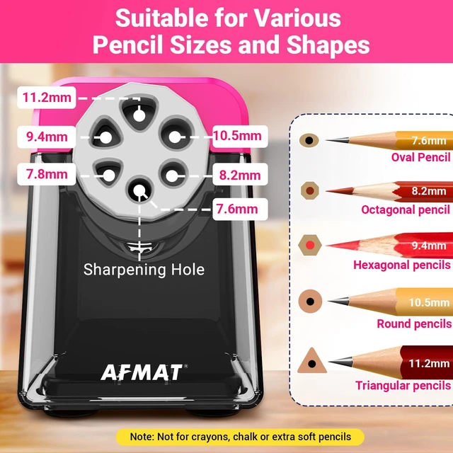 Alt view image 2 of 7 - 6-Hole Electric Pencil Sharpener Heavy Duty, Pencil Sharpener for Classroom, Cordless &Rechargeable, Colored Pencil Sharpeners for 6-11mm Pencils, Auto Stop, Super Fast, 10,000+ Sharpenings PSD1