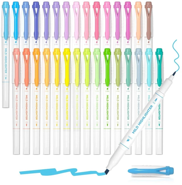 Main image of 30 Colors Highlighters, Pastel Highlighter Pens Assorted Colors, Dual Tip Mild Color Markers, Perfect for Adults Teachers Students Underlining, Highlighting for Home School Office