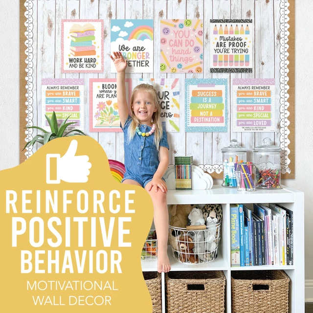 Alt view image 2 of 7 - Motivational Poster for Classroom Decor Teacher Must Haves School Posters Pastel Growth Mindset Posters, Inspirational Wall Decor Middle School, Elementary Bulletin Board Decorations