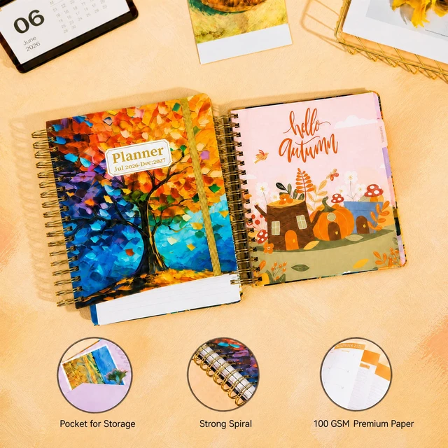 Alt view image 3 of 7 - Planner 2026-2027 18 Month Weekly Monthly Calendar Daily Planners July 2026-Dec 2027, Yearly Hardcover 26-27 Planner for Women with Stickers Tabs Spiral Bound Agenda, Tree of Life, 8.3"x9.1