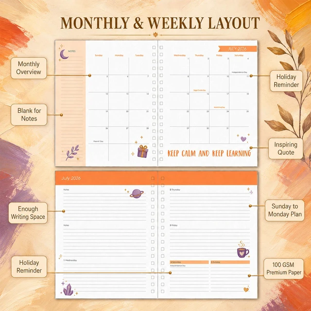 Alt view image 5 of 7 - Planner 2026-2027 18 Month Weekly Monthly Calendar Daily Planners July 2026-Dec 2027, Yearly Hardcover 26-27 Planner for Women with Stickers Tabs Spiral Bound Agenda, Tree of Life, 8.3"x9.1
