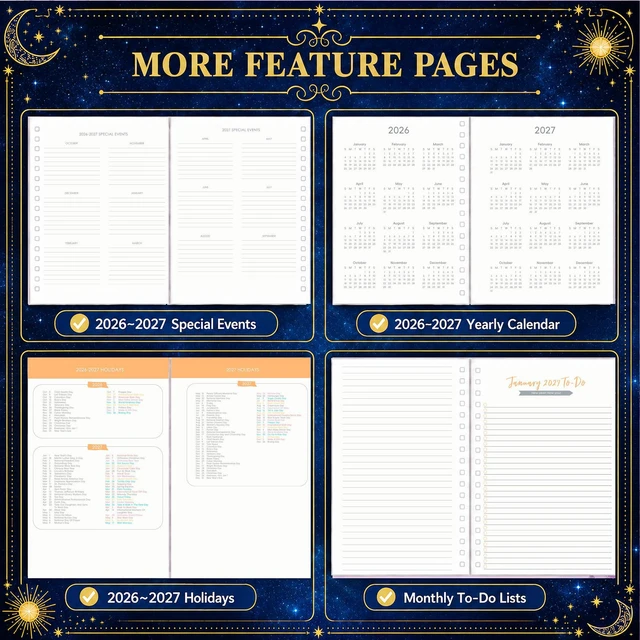 Alt view image 6 of 7 - Planner 2026-2027 18 Month Weekly Monthly Calendar Daily Planners July 2026-Dec 2027, Yearly Hardcover 26-27 Planner for Women with Stickers Tabs Spiral Bound Agenda, Blue, 8.3"x9.1
