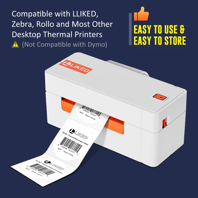 Alt view image 7 of 7 - L LIKED 2" Round Direct Thermal Labels 7500 Strong Adhesive Labels 10 Rolls, 750 Labels/Roll, BPA Free, Block Old Information, Perforated, Compatible with Most Desktop Printers