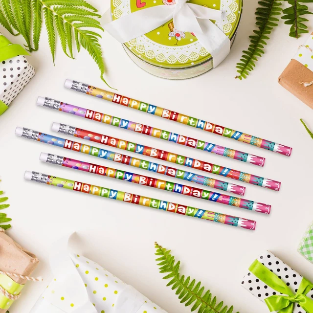 Alt view image 6 of 7 - 72 Pcs Happy Birthday Pencils Colorful Birthday Pencil for Students Teacher Wooden Pencils with Erasers Birthday Party Supplies, 6 Style(72)