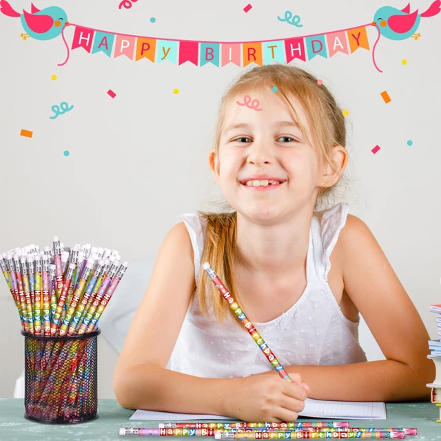 Alt view image 5 of 7 - 72 Pcs Happy Birthday Pencils Colorful Birthday Pencil for Students Teacher Wooden Pencils with Erasers Birthday Party Supplies, 6 Style(72)