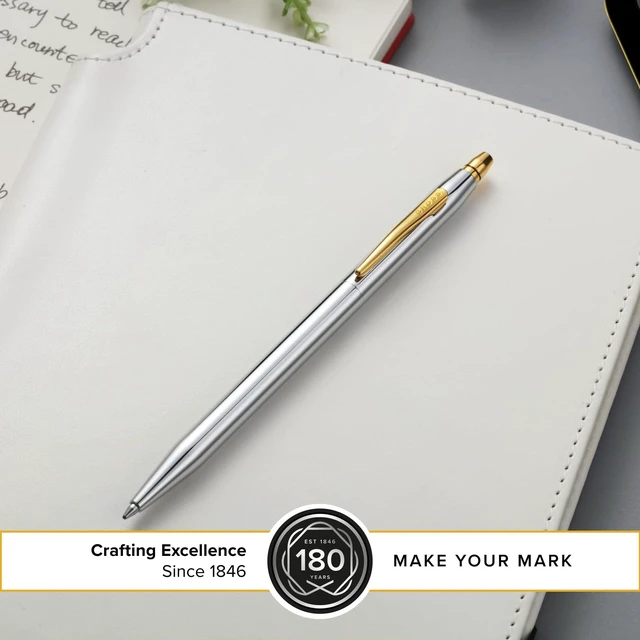 Alt view image 4 of 6 - Click Medalist Chrome, Gold-Tone Ballpoint Pen, Black Ink Writing Tool, Smooth Writing and Journaling, Comfortable Grip, Durable Construction, Medium Point Black Ink Refill