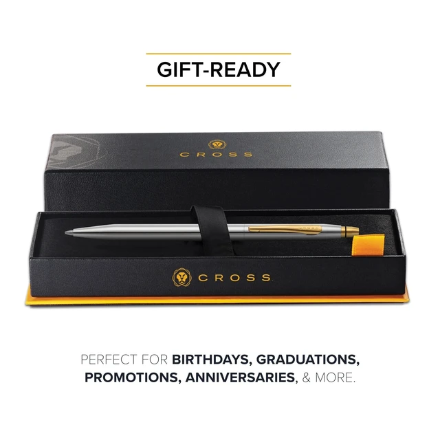 Alt view image 6 of 6 - Click Medalist Chrome, Gold-Tone Ballpoint Pen, Black Ink Writing Tool, Smooth Writing and Journaling, Comfortable Grip, Durable Construction, Medium Point Black Ink Refill