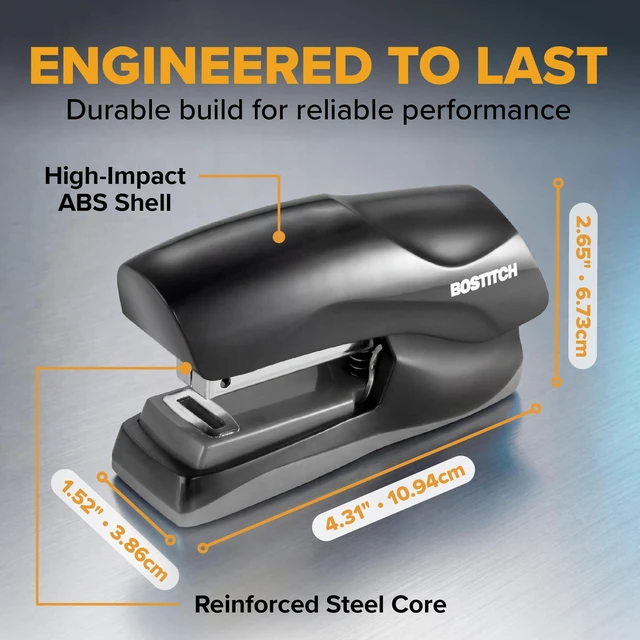Alt view image 3 of 6 - Office Heavy Duty Stapler, 40 Sheet Capacity, No Jam, Half Strip, Fits into the Palm of Your Hand, for Classroom, Office or Desk, Charcoal