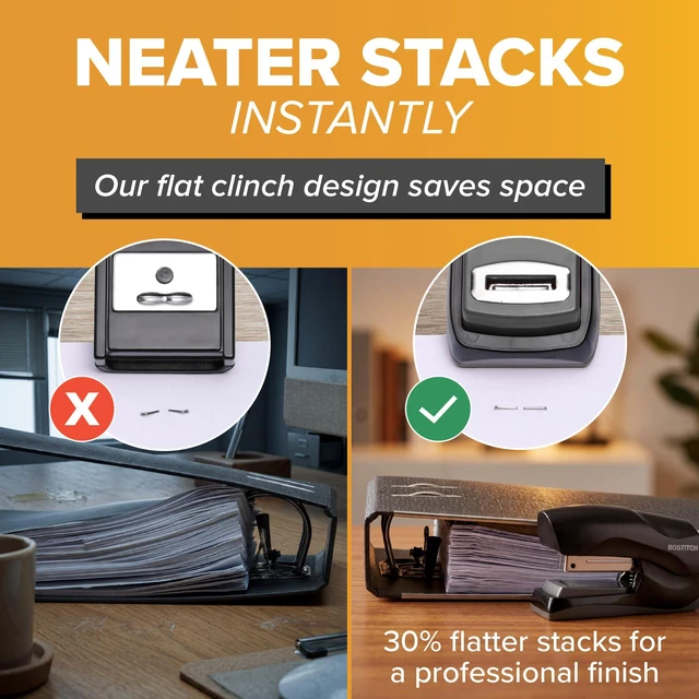 Alt view image 5 of 6 - Office Heavy Duty Stapler, 40 Sheet Capacity, No Jam, Half Strip, Fits into the Palm of Your Hand, for Classroom, Office or Desk, Charcoal