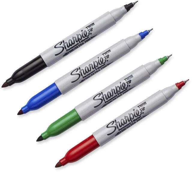 Alt view image 3 of 7 - 32174PP Twin Tip Permanent Markers, Fine and Ultra Fine, Assorted Colors, 4 Count (Pack of 2)
