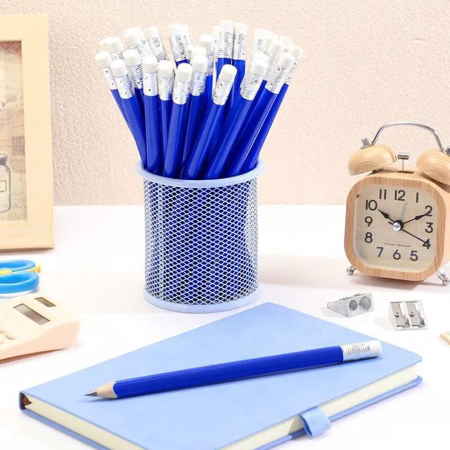 Alt view image 5 of 6 - 48 Pcs Large Pencils 3 Sharpeners,Blue+silver,Triangle Jumbo Thick Grip, Preschoolers Kindergarten Beginners, My First Pencil Set, Easy Hold Kids School Writing Practice Supplies
