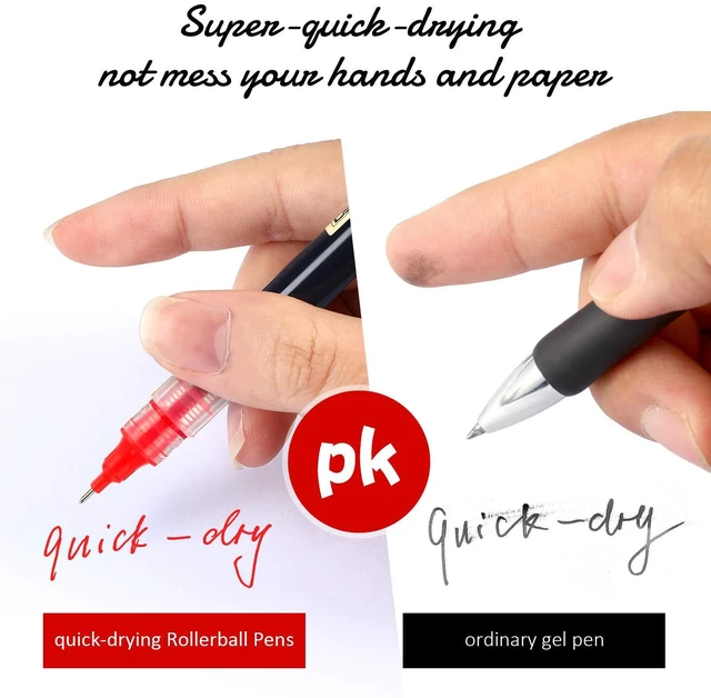 Alt view image 2 of 6 - 12 Pcs Rolling Ball Pen 0.5 mm Japanese Pen,Black and Red Quick Dry Ink Gel Pens, Extra Fine Point, Liquid Ink for Smooth Writing, Back to School Supplies, Ideal for Office Student