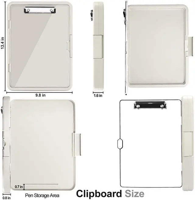 Alt view image 2 of 7 - Clipboard, Clipboard with Storage, Heavy Duty Clip Boards 8.5x11, Protective Over Molded Edge, Plastic Clipboards, Contractor Folder with Internal Pen Pouch for Driver (White)