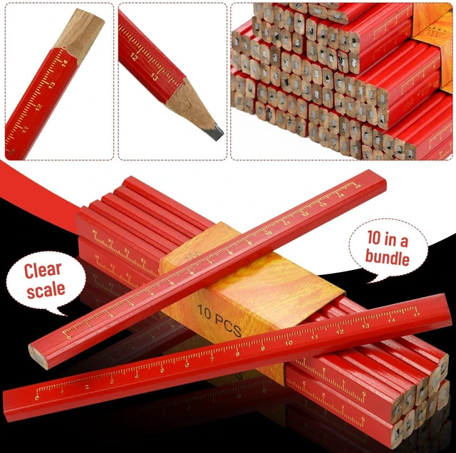 Alt view image 4 of 7 - 100 Pcs Carpenter Pencils, Octagonal Hard Black Carpenter Pencils for Woodworking Marking & Construction Plans