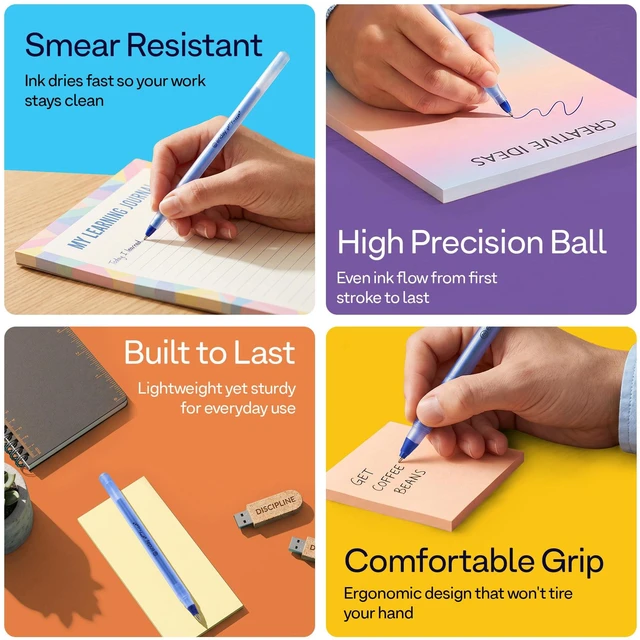 Alt view image 4 of 7 - Blue Pens Ballpoint, Long Lasting Blue Ink Pens Bulk 240 Pack, Smooth and Consistent Writing Pens, Medium Point (1.0mm) Ball Point Pens Blue, Flexible Round Barrel for Writing Comfort