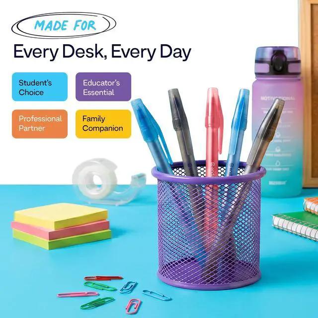 Alt view image 5 of 7 - Pens Ballpoint, Long Lasting Ink Pens Bulk 240 Pack (100 Black, 100 Blue & 40 Red), Smooth and Consistent Writing Pens, Medium Point (1.0mm) Flexible Round Barrel for Writing Comfort