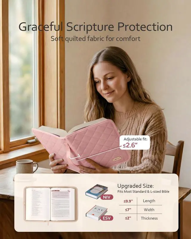 Alt view image 4 of 7 - Large Bible Bag with Bible Cover Case for Women, Quilted Bible Tote Bag Church Bag Bible Carrying Case with Study Supplies & Shoulder Strap, Christian Bible Gifts for Women Teacher Mom, Green