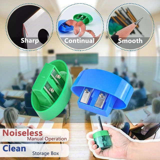 Alt view image 4 of 7 - 24Pcs Pencil Sharpener Manual, Assorted Color Small Dual Hole Pencil Sharpeners Bulk with Lid for School Office Home (Oval-24)