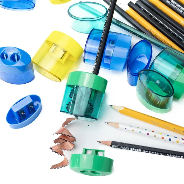 Alt view image 5 of 7 - 24Pcs Pencil Sharpener Manual, Assorted Color Small Dual Hole Pencil Sharpeners Bulk with Lid for School Office Home (Oval-24)