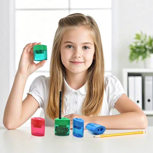 Alt view image 7 of 7 - 24Pcs Pencil Sharpener Manual, Assorted Color Small Dual Hole Pencil Sharpeners Bulk with Lid for School Office Home (Oval-24)