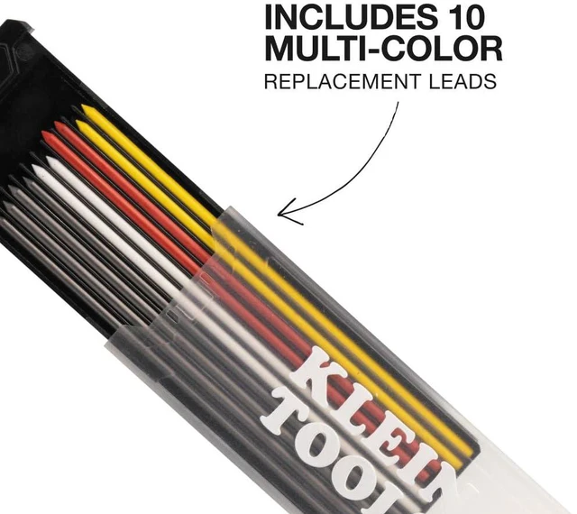 Alt view image 3 of 3 - 80189 Skribes 2.8 mm Mechanical Carpenter Pencil with Built-In Sharpener and 10-Pack Assorted Color Leads, for Deep Hole Marking for Woodworking and Construction