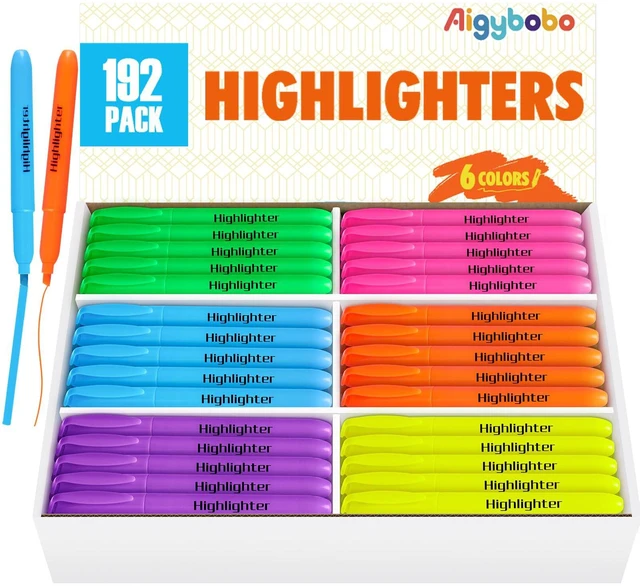 Main image of 192 Pack Highlighters, Highlighters Bulk in 6 Assorted Colors, No Bleed Dry-Quickly, Chisel Tip, School Office Supplies, Classroom Teachers Must Haves, Highlighter Markers for Kids Adults
