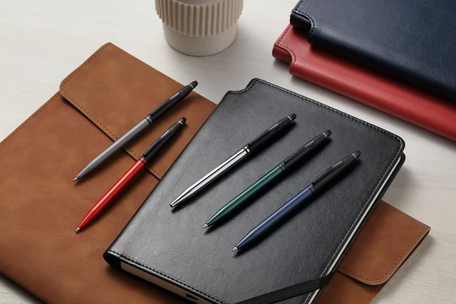 Alt view image 2 of 6 - Click Tuxedo Satin Metallic Red Ballpoint Pen, Black Ink Writing Tool, Smooth Writing and Journaling, Comfortable Grip, Durable Construction, Medium Point Black Ink Refill