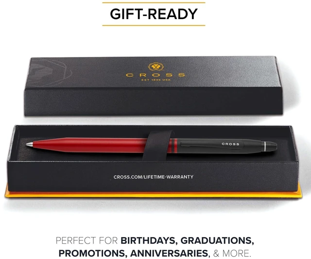 Alt view image 6 of 6 - Click Tuxedo Satin Metallic Red Ballpoint Pen, Black Ink Writing Tool, Smooth Writing and Journaling, Comfortable Grip, Durable Construction, Medium Point Black Ink Refill