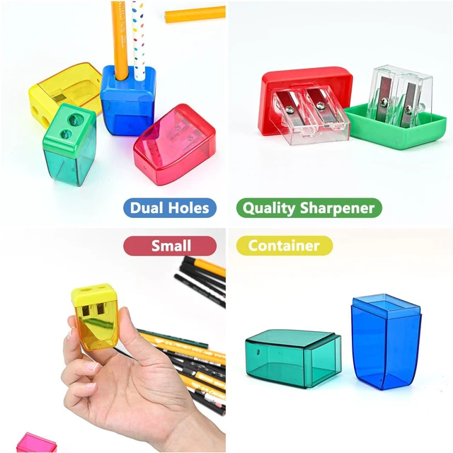 Alt view image 4 of 7 - 24Pcs Pencil Sharpener Manual, Small Dual Hole Pencil Sharpeners Bulk for School Office Home, Back to School Supplies
