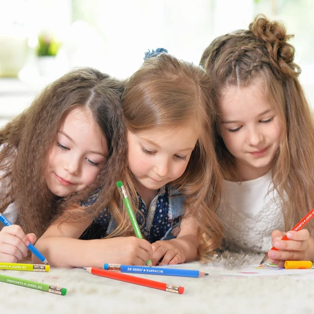 Alt view image 5 of 7 - Pre-Sharpened Jumbo Pencils #2, Back to School Supplies, 12 Count Thick Pencils #2 HB for Toddlers Preschoolers Kindergarten, Latex-Free Eraser, First Writing, Triangular, Break-Resistant