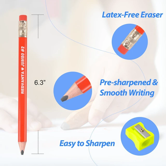Alt view image 6 of 7 - Pre-Sharpened Jumbo Pencils #2, Back to School Supplies, 12 Count Thick Pencils #2 HB for Toddlers Preschoolers Kindergarten, Latex-Free Eraser, First Writing, Triangular, Break-Resistant