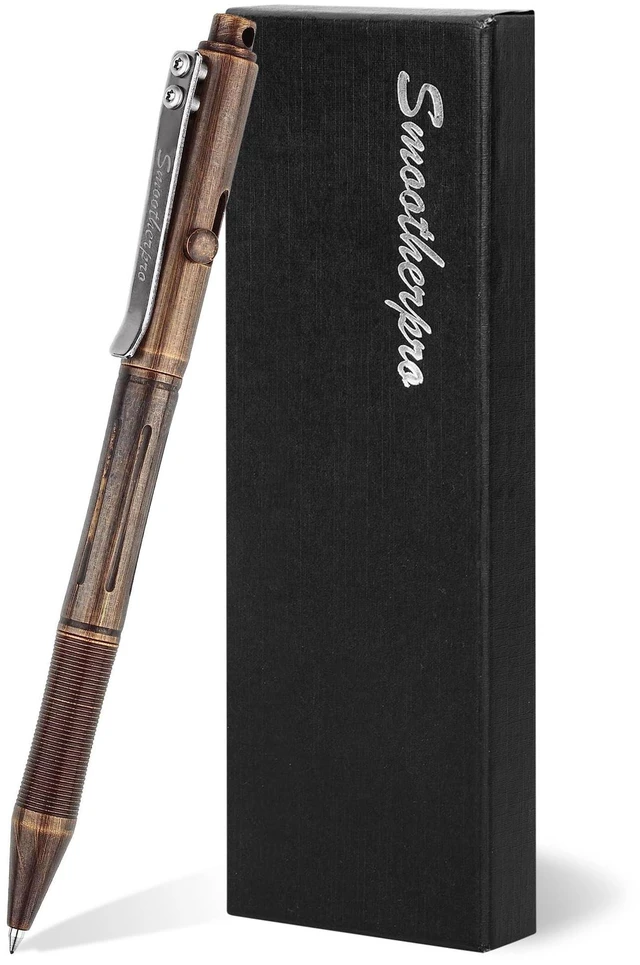 Main image of Solid Brass Bolt Action Pen,with Refillable Design,Retro Black Weighted Metal Body Supports Steady Writing, Compatible with Pilot G2 Refill for Office Notes, Signatures, and Daily Carry