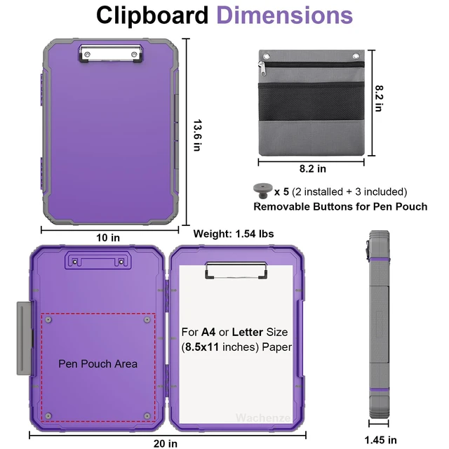 Alt view image 2 of 7 - Clipboard, Clipboard with Storage, Heavy Duty Clip Boards 8.5x11, Protective Over Molded Edge, Plastic Clipboards, Contractor Folder with Internal Pen Pouch for Driver (Light Purple)