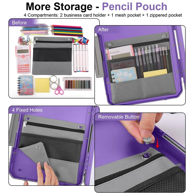 Alt view image 3 of 7 - Clipboard, Clipboard with Storage, Heavy Duty Clip Boards 8.5x11, Protective Over Molded Edge, Plastic Clipboards, Contractor Folder with Internal Pen Pouch for Driver (Light Purple)