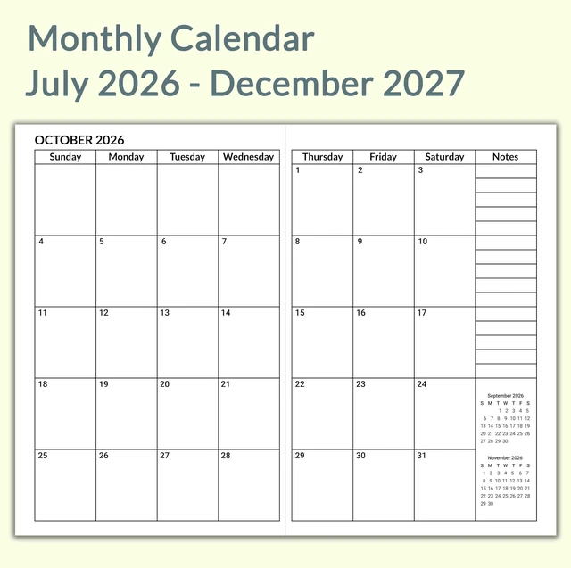 Alt view image 4 of 7 - A5 Planner Jul 2026 - Dec 2027, Travelers Notebook Inserts, Travelers Notebook Calendar, Vertical Design Weekly and Monthly Calendar, 100gsm Paper, 8.3 x 5.5 in, Set of 3