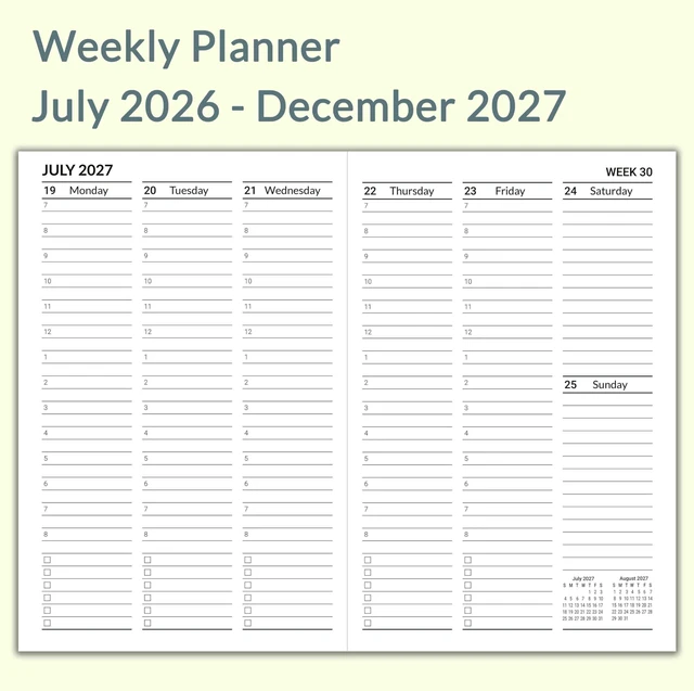 Alt view image 5 of 7 - A5 Planner Jul 2026 - Dec 2027, Travelers Notebook Inserts, Travelers Notebook Calendar, Vertical Design Weekly and Monthly Calendar, 100gsm Paper, 8.3 x 5.5 in, Set of 3