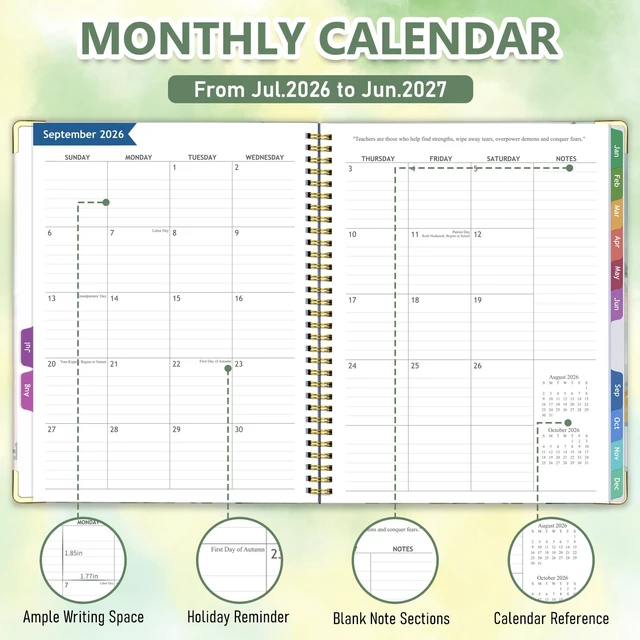 Alt view image 3 of 6 - Teacher Planner 2026-2027, Lesson Plan Book for Teachers 8.5"x11" July 2026-June 2027 Academic Year, Teacher Calendar with 14 Checklists & Gold Corners for Classroom & Homeschool, Butterfly
