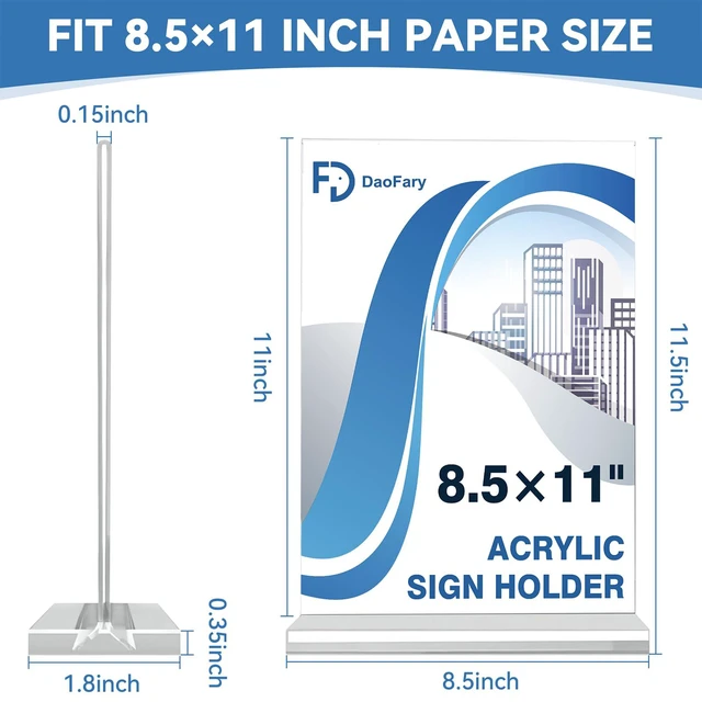 Alt view image 2 of 6 - Acrylic Sign Holder 8.5 x 11 Inches 10 Pack, Double-Sided Stand up Table Top Paper Holder, Store Sign Holders, Plastic Sign Display for Restaurants, Hotels, Office