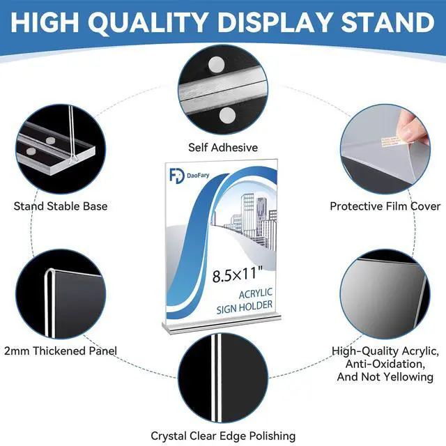 Alt view image 3 of 6 - Acrylic Sign Holder 8.5 x 11 Inches 10 Pack, Double-Sided Stand up Table Top Paper Holder, Store Sign Holders, Plastic Sign Display for Restaurants, Hotels, Office